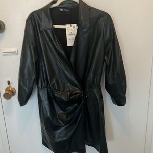 Zara NWT Vegan Leather Dress size Large